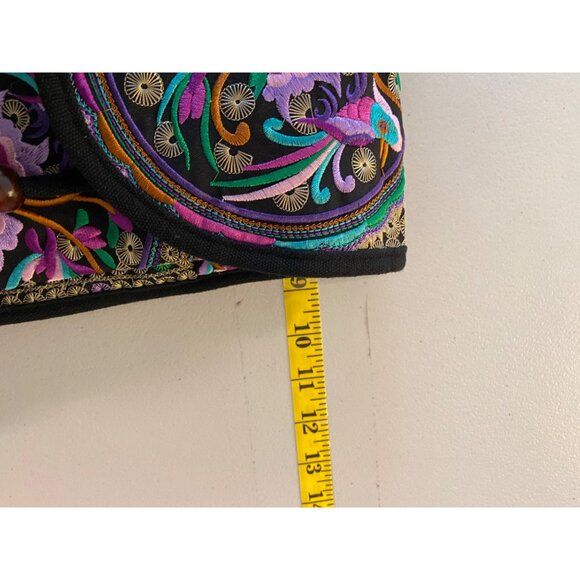 Purple Floral Embroidered Bohemian Backpack Purse Small - Picture 9 of 9